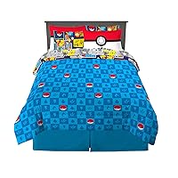 Franco Pokemon Bedding Super Soft Comforter and Sheet Set with Sham, 7 Piece Queen Size, (Official Licensed Product)