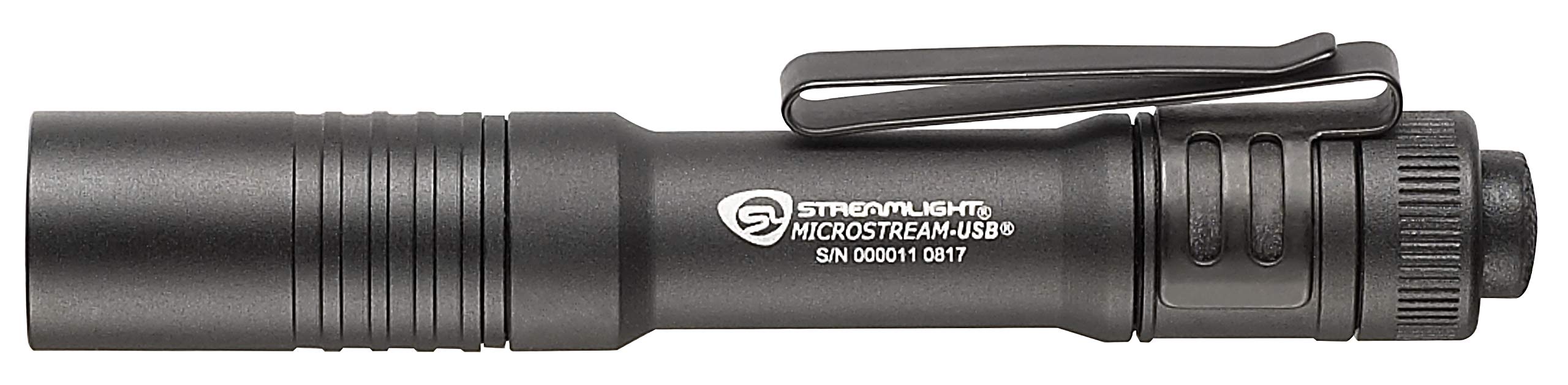 Streamlight 66604 MicroStream 250-Lumen EDC Ultra-Compact Flashlight with USB Rechargeable Battery, Box Packaged, Black