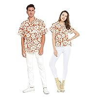 Couple Matching Hawaiian Luau Men and Women Shirts in Classic Vintage Hibiscus