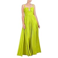 BCBGMAXAZRIA Women's Sleeveless U Wire Neck Pleated Gown