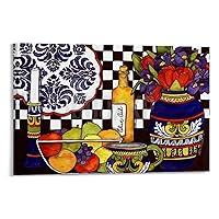 IDIDOS Mexican Kitchen Art Poster Tarawera Pottery Art Poster Oil Painting Wall Art Poster Canvas Poster Bedroom Decor Office Room Decor Gift Frame-style 18x12inch(45x30cm)