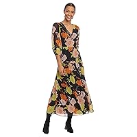 Donna Morgan Women's V-Neck Maxi Dress with Tiered Skirt and Back Cutout