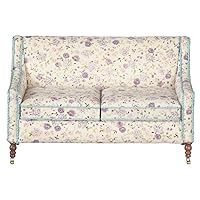Melody Jane Dolls Houses Dollhouse Sofa Floral Fabric Fauteuil Settee Walnut JBM Living Room Furniture