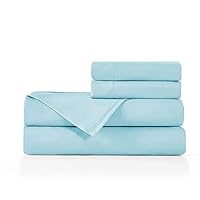 Queen Size Sheet Set Breathable Cooling Sheets Light Blue Bed Sheets for Women Men Kids & Teens, Deep Pockets 4 Piece Set, Soft Wrinkle Free, Sky Blue Bed Sheets - Queen Sheets
