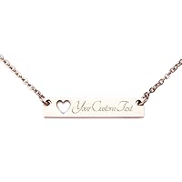 Fanery sue Personalized Custom Engraved Name 316L Stainless Steel Horizontal Bar Necklace