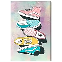 The Oliver Gal Artist Co. Fashion and Glam Wall Art Canvas Prints 'Pastel Tie Dye Sneakers' Shoes