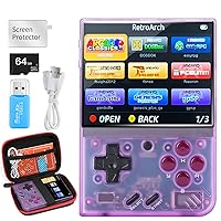 Miyoo Mini Plus,Retro Game Console with 64G TF Card,Support 10000+Games,3.5-inch Portable Rechargeable Open Source Game Console Emulator with Storage Case.(Purple)