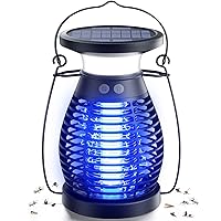Bug Zapper for Indoor & Outdoor, 3 in 1 Solar Charging Mosquito Zapper with USB Cable, 4200V Electric Gnat Fly Trap/Waterproof Insect Killer/High Powered UV Light Lamp for Home Camping Garden Patio