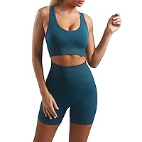 Women’s Yoga Outfits 2 piece Set Workout Tracksuits Sports Bra High Waist Legging Active Wear Athletic Clothing Set