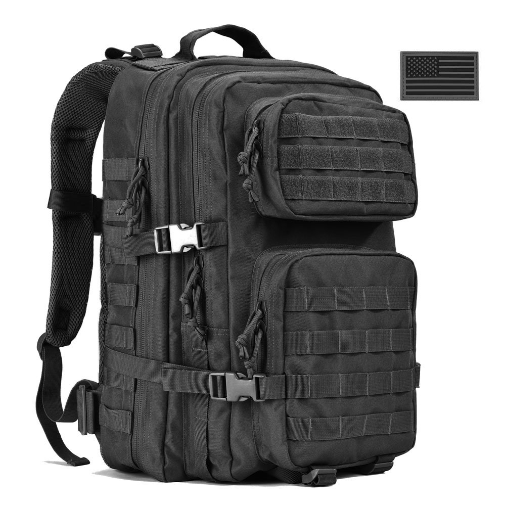 REEBOW GEAR Military Tactical Backpack, Large Army 3 Day Assault Pack Molle Bug Out Bag Backpacks Black