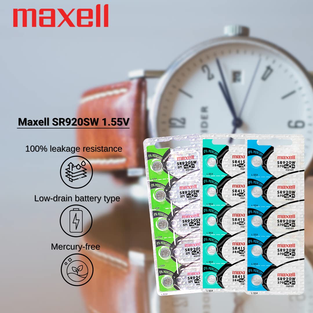 Maxell Sr920sw 371 Silver Oxide Cell Pack of 5 Made in Japan