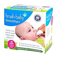 Brush Baby Teething Relief Dental Wipes for Ages 0-Toddler - Naturally Eliminate Teething Pain, Prevent Tooth Decay and Sour Milk Breath - 28 Finger Wipes