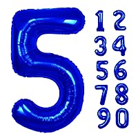 40 inch Navy Blue Number 5 Balloon, Giant Large 5 Foil Balloon for Birthdays, Anniversaries, Graduations, 5th Birthday Decorations for Kids
