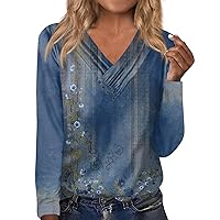 Long Sleeve Tee Shirts for Women Solid Going Out Tops Teen Girl Xmas Shirts Winter Workout Clothes Ladies Blouses and Tops Dressy(1-Blue,Medium)