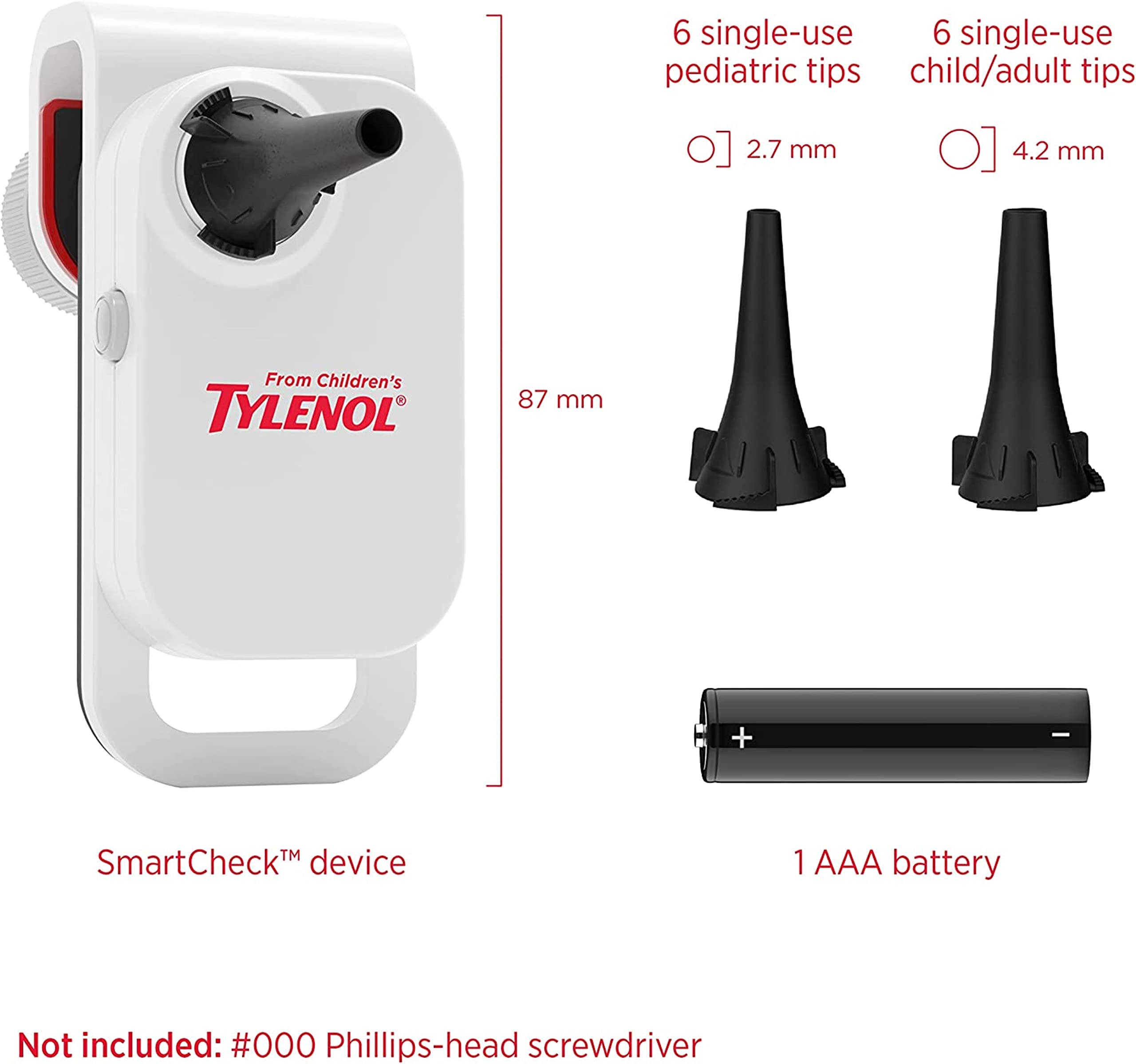 SmartCheck from Children's Tylenol Digital Ear Scope Otoscope with Light for iPhone, 1 Clamp & 12 Tips & Infants' Tylenol Oral Suspension Liquid Medicine with Acetaminophen for Pain Relief, 2 fl. oz