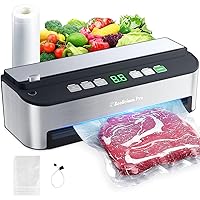 Vacuum Sealer Machine, Beelicious® 85KPA Fully Automatic 8-IN-1 Food Sealer with Bags Storage, Build-in Cutter, Moist Mode and Air Suction Hose | Digital Countdown