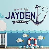 Personalized Anchor Wall Stickers for Baby Boy I Custom Name for Nursery Wall Decor I Wall Decal for Child Room Decorations I Multiple Sizes and Colors Options (Wide 22