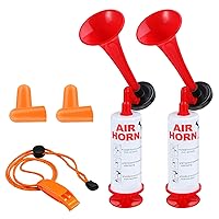 2 Sets Air Horn for Safety, HandHeld Air Horn Signal Boat Horn Bear Horn Self Defense, Sports Pump Horn Aluminum Super Loud Noise Makers Safety Horn for Boating Sports Events Camping Birthday Party