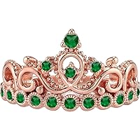 14K Rose Gold Emerald Crown Ring