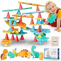 Montessori Toys for 1 2 3 Year Old, XXL Stacking Dinosaur Toys Wooden Building Blocks for Kids 5 6 7, Preschool Learning Toys Open-Ended Balance Games, Christmas Birthday Gifts for Kids 1-14
