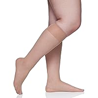 Berkshire Women's Plus 3-Pack All Day Sheer Knee High Queen Size with Sandalfoot Toe