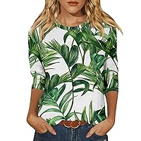 Women's Tops, Women's Fashion Casual Round Neck 3/4 Sleeve Loose Printed T-Shirt Ladies Top