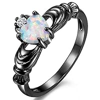 Elegant Heart Cut White Opal ring CZ Wedding engagement rings for teens
