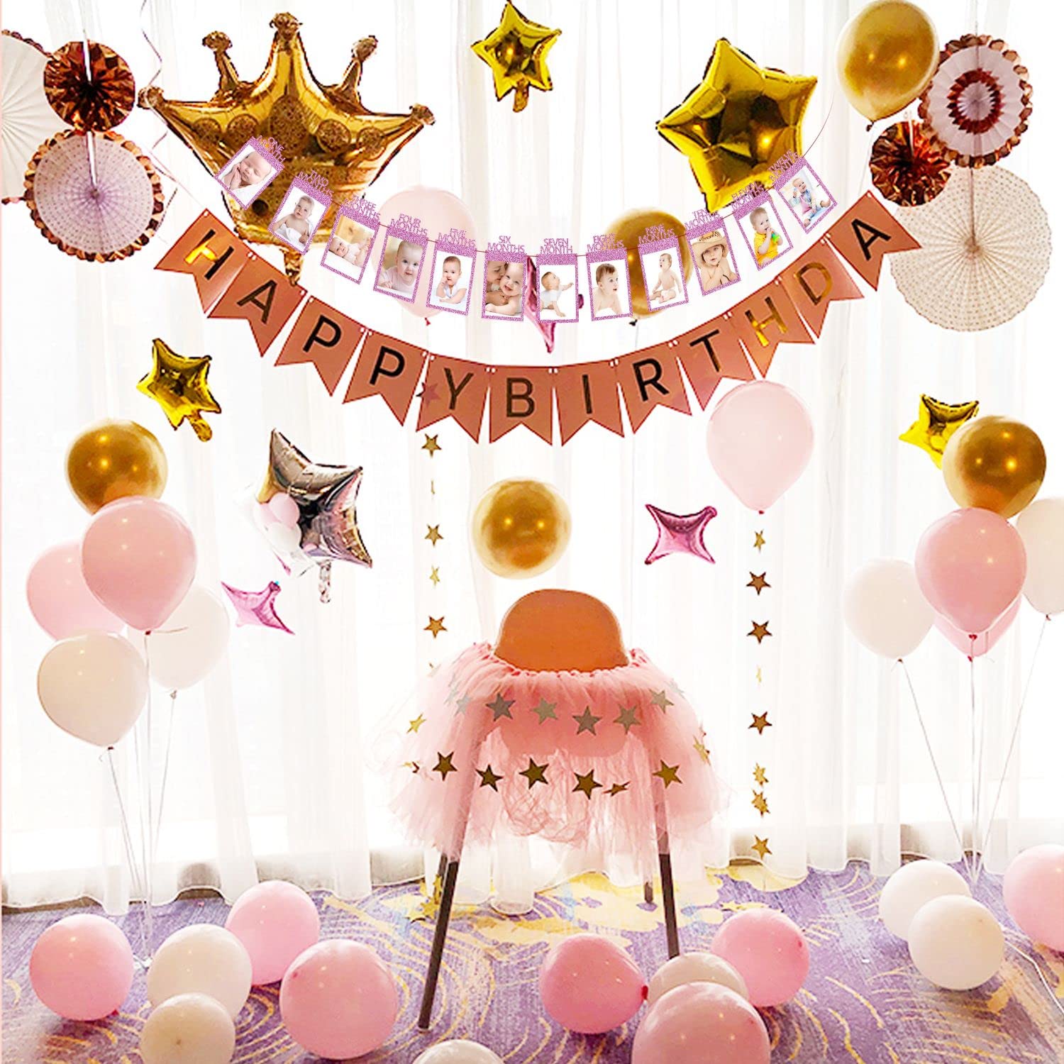 Girls Happy Birthday Balloons Banner Curtains Decorations Kit- 91Pcs for  Girl Kids Baby First Bday Decoration Items/Home Room Decor/Wife Women  Celebration/Princess Quarantine Theme Pink - Party Propz: Online Party  Supply And Birthday