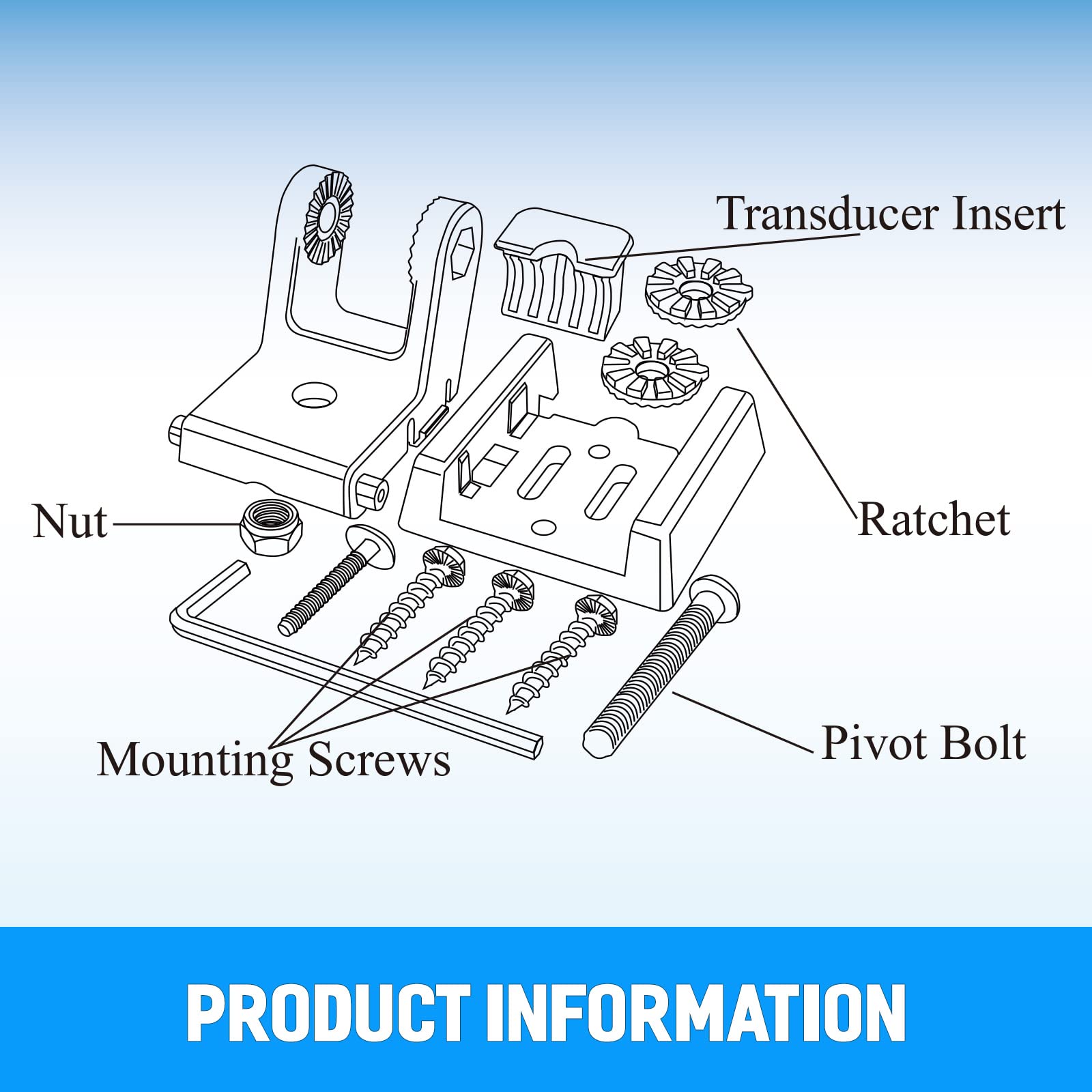 XNT Transducer Bracket, Transducer Mounting Plate for MHX XNT Model Transducers, 7400931 Transom Mounting Hardware Kit for MHX XNT Transducer Mount