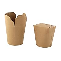 PacknWood 210ASWOK16 - Round Kraft To-Go Container with Fold and Close Lid - Brown Take Out Boxes - Kraft to Go Boxes - Grease-Resistant and Microwavable - (16 oz. Capacity) - (Case of 500)
