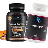 Organic Turmeric Supplement with D-Mannose-Turmeric Supplement with Curcumin, Black Pepper and Ginger 2250mg-D-Mannose with Cranberry, Dandelion & Hibiscus Extract - Aids in Bladder, Urinary Tract
