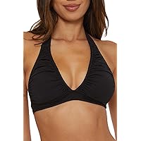 BECCA Women's Standard Color Code Shirred Bikini Top, Adjustable, Tie Back, Swimwear Separates
