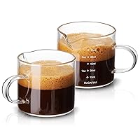 PARACITY Espresso Cup with Handle, Double Spout Glass Measuring Transparent