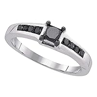 Dazzlingrock Collection 0.5 Carat (Ctw) 1/2 Ctw-dia Black Ring, Sterling Silver