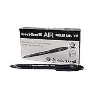 uni-ball UB-188-M Micro Air Rollerball Pens. Premium 0.5mm Nib for Super Smooth Handwriting. Writes Like a Fountain Pen. Fade and Water Resistant Liquid Uni Super Ink. Box of 12 Black Ballpoint Pens