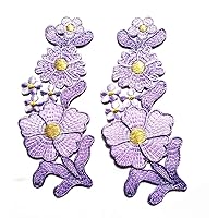 Flowers Garden Purple Rose Flower Butterfly Embroidery Iron On Patche for Bags Jackets Jeans Clothes or Gift (Purple Flower)