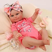 Reborn Baby Dolls, Lifelike Baby Girl, Realistic Smiling Newborn Baby Doll Silicone Full Body with Accessories Gift Set for Kids Age 3+
