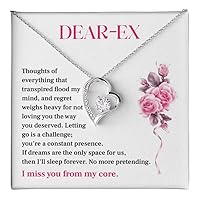 To My Dear Ex-girlfriend/Wife Necklace From Ex-boyfriend/Husband - Thoughts Of Everything That Transpired Flood My Mind - Women's Gift Jewelry For Her Birthday, Ex-girlfriend/wife Jewelry For Valentine's Day, To Your Ex-wife/Girlfriend With Forever Love Necklace With Meaningful Message Card And Elegant Standard/Luxury Gift Box