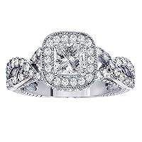 1.70 CT TW GIA Certified Princess Cut Diamond Engagement Ring in Braided Platinum Setting