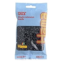 Perlen 207-18 Ironing Beads Bag with Approx. 1,000 Midi Craft Beads with Diameter 5 mm in Black, Creative Craft Fun for Young and Old