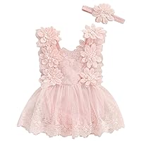 Baby Girl Summer Clothes Lace Romper Skirt Dress Outfits Sleeveless Flower Newborn Outfit 12 Month Outfit