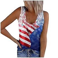 American Flag Shirts Women July 4th Tank Tops USA Graphic Patriotic T Shirts Vest Tops Trendy Sleeveless Top Tees