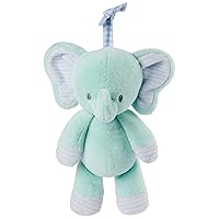 Baby Safari Friends Elephant Pull-Down Musical Plush, Travel Friendly Sensory Toy with Stroller Loop for Ages 0 and Up, Blue, 12”