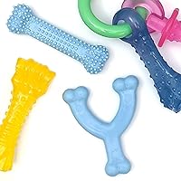 Nylabone Puppy Chew Toy Bundle - Puppy Chew Toys for Teething - Puppy Supplies - Chicken & Bacon Flavors, X-Small/Petite (4 Count)