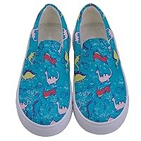 PattyCandy Girls Boys Sneakers Dinosaurs Rex Patterns Little & Big Kids Canvas Slip-on Shoes Size:US8C-7Y