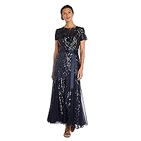 R&M Richards Womens Plus Formal Sequined Evening Dress