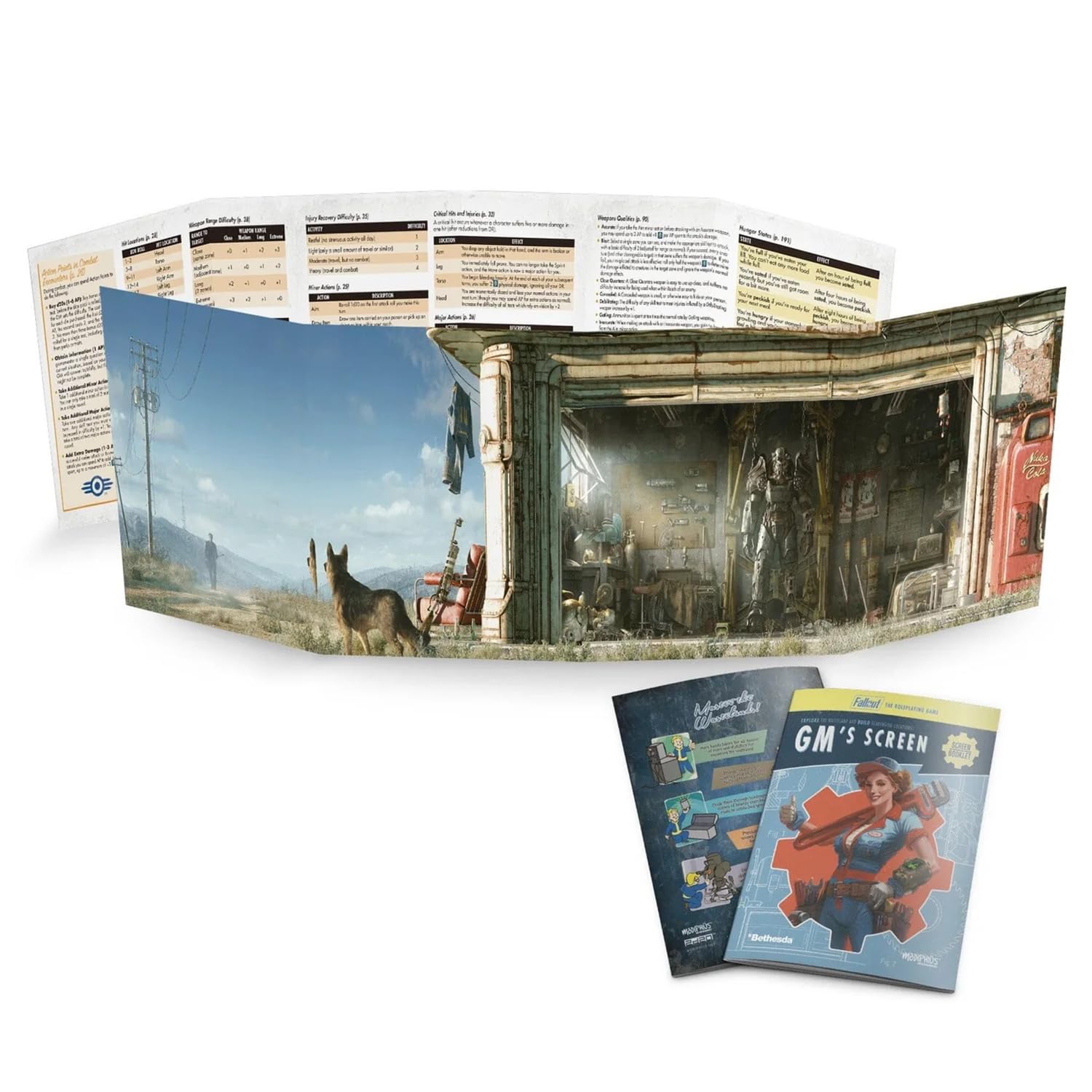 Modiphius Entertainment: Fallout: The Roleplaying Game - GM Screen + Booklet + Flysheet - RPG Accessories, Includes Tables Rules & Guides