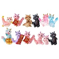 12pcs Fengshui Lucky Statue Year of The Dragon Figures Micro Landscape Dragon Mini Chinese New Year Dragon Figurine Micro Landscape Ornament Dragon Figurine Toy Cake Resin Puppet