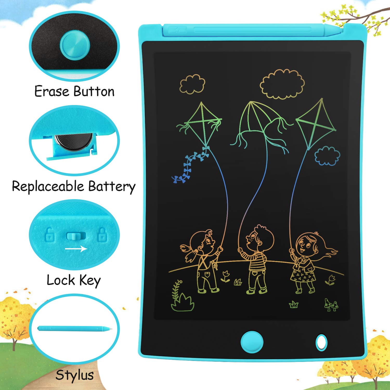 Orsen Colorful 8.5 Inch LCD Writing Tablet for Kids, Electronic Sketch Drawing Pad Doodle Board, Toddler Learning Educational Toys Gifts for Girls&boys 3 4 5 6 7