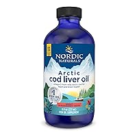 Arctic Cod Liver Oil, Strawberry - 8 oz - 1060 mg Total Omega-3s with EPA & DHA - Heart & Brain Health, Healthy Immunity, Overall Wellness - Non-GMO - 48 Servings